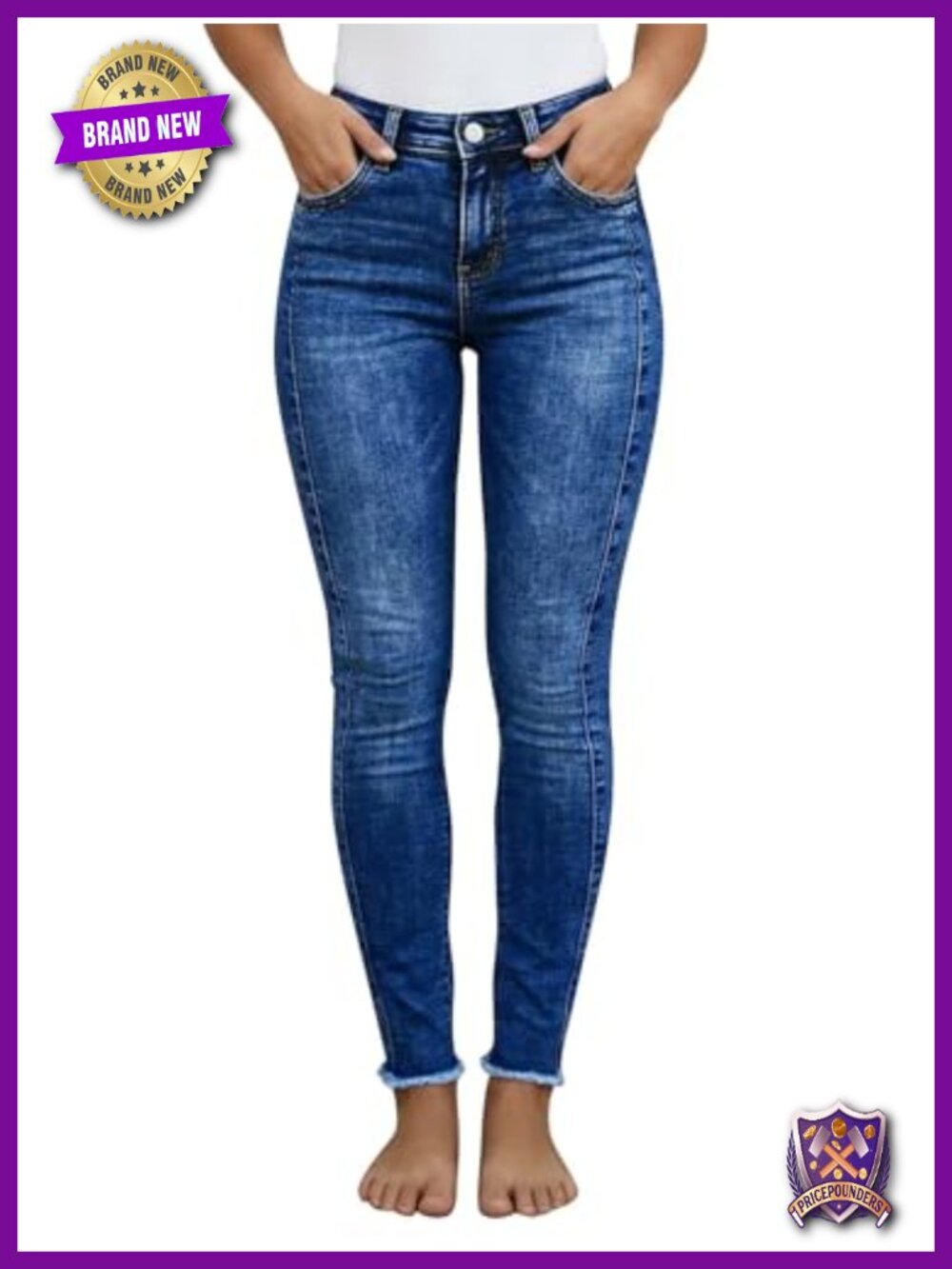 Mid Rise Skinny Jeans Butt Lifting Slim Fit Stretch Denim Pants